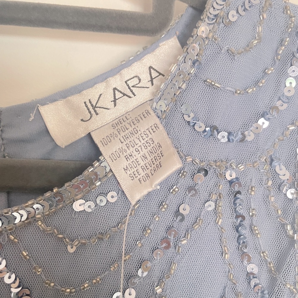 NWT J Kara Sleeveless Evening Gown Dusty Blue/Silver  Size 16 - Picture 5 of 14